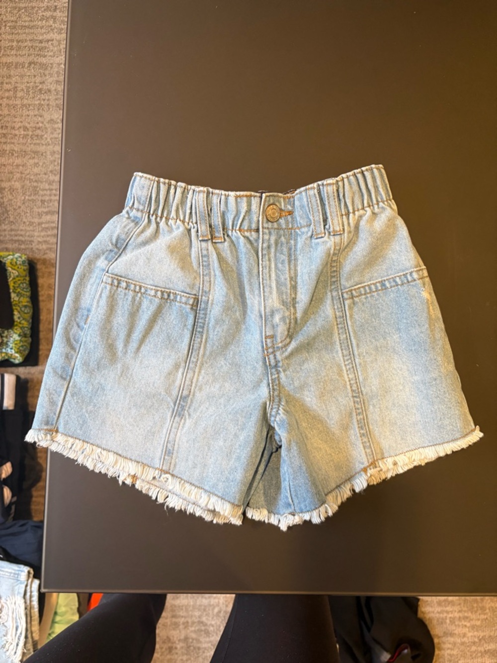 Zara Light Blue Denim Shorts with Frayed Hem